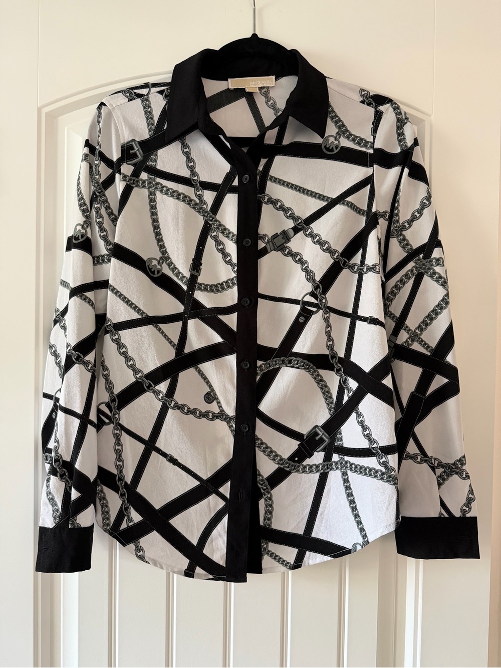 Michael Kors Black and White Chain Print Shirt